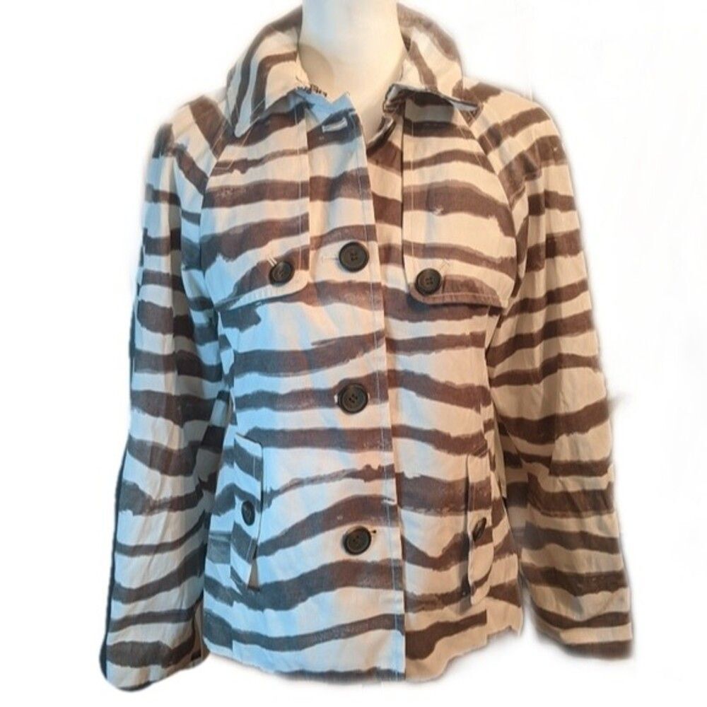 J. Crew gray & white striped lightweight trench coat/jacket, cotton blend 4